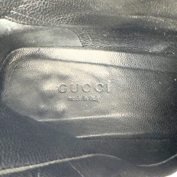 Gucci‎ Boots GG Logo Monogram Supreme Black Leather Canvas Ankle Boots Heels 9.5 - Picture 7 of 11